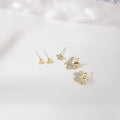 Sweet Mini Butterfly Zircon Stud Set, 5-Piece Alloy Silver Needle Luxury Cartilage Earrings view 2