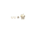 Sweet Mini Butterfly Zircon Stud Set, 5-Piece Alloy Silver Needle Luxury Cartilage Earrings view 5