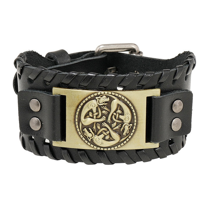 European American Fashion Vintage Braided Cowhide Leather Bracelet Creative Mens Jewelry