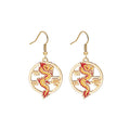 Vintage Chinese Mythical Dragon Phoenix Enamel Alloy Drop Hooks Elegant Niche Fashion Dangle Earrings view 5