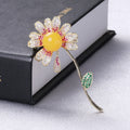 Alloy Zircon Daisy Brooch Pin For Elegant Apparel Decoration view 4