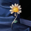 Alloy Zircon Daisy Brooch Pin For Elegant Apparel Decoration view 3