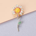 Alloy Zircon Daisy Brooch Pin For Elegant Apparel Decoration view 1