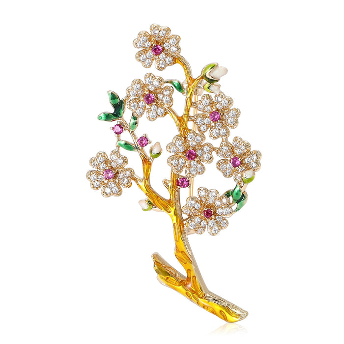 Alloy Zircon Plum Blossom Brooch For Fashion Clothing Accessories
