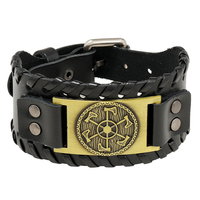 Fashion Braided Vintage Cowhide Bracelet For Men, Creative Simple Leather Wristband Bangle Jewelry