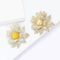 Copper Zircon Lotus Brooch With Amber Accent For Women's Apparel view 4