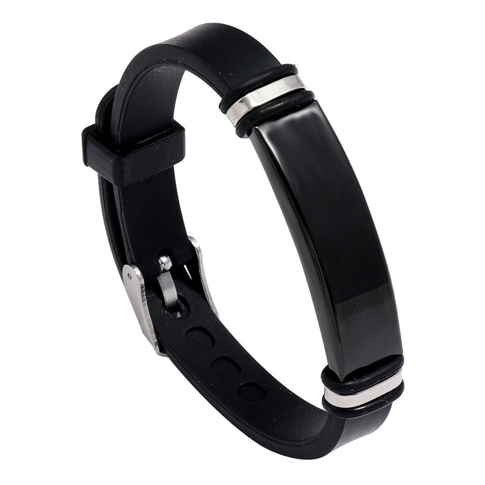 Men's Plain Stainless Steel Silicone Bracelet Creative Fashion Bangle Wristband Jewelry