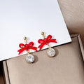 Elegant Bowknot Crystal Drop Stud Earrings For Women, Rhinestone Alloy Long Tassel Earrings view 2