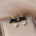 Elegant Bowknot Crystal Drop Stud Earrings For Women, Rhinestone Alloy Long Tassel Earrings view 3