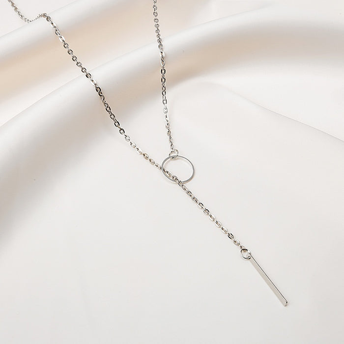 Punk Fashion Metal Bar Circle Short Necklace, Minimalist Adjustable Choker Jewelry Accessories