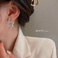Chic Rhinestone Letter Cross Alloy Stud Earrings For Women Korean Light Luxury Jewelry view 4