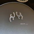 Chic Rhinestone Letter Cross Alloy Stud Earrings For Women Korean Light Luxury Jewelry view 3