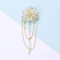 Gold Plated Copper Zircon Sunflower Tassel Brooch Pin For Apparel view 3