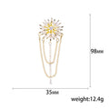 Gold Plated Copper Zircon Sunflower Tassel Brooch Pin For Apparel view 5