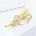 Copper Zircon Wheat Brooch Elegant Harvest Lapel Pin For Women view 3