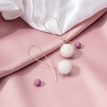 Sweet Girl Cross Metal Alloy Long Drop Pom Pom Ball Face Slimming Dangle Earrings view 4