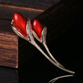 Copper Zircon Tulip Flower Brooch For Suits And Fashion Apparel view 4