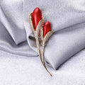 Copper Zircon Tulip Flower Brooch For Suits And Fashion Apparel view 3