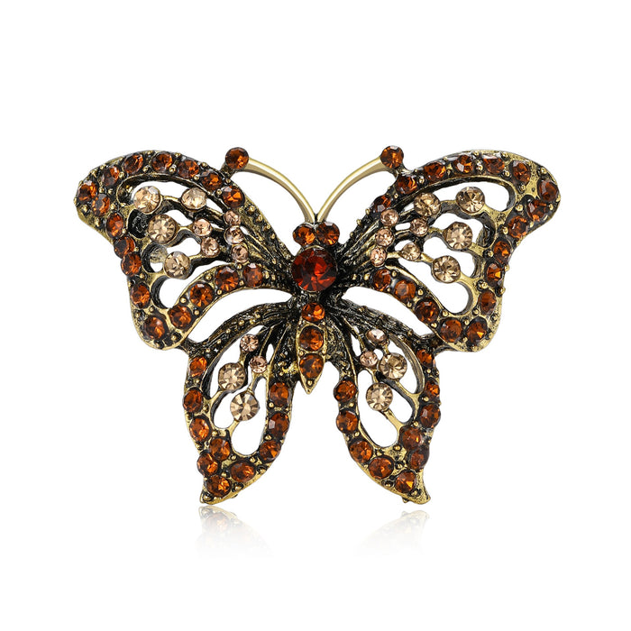 Alloy Rhinestone Butterfly Brooch Pin For Coat And Shirt Decoration
