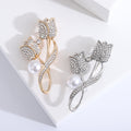 Alloy Pearl Rhinestone Tulip Brooch For Coat And Shirt Accessories view 1