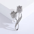 Alloy Pearl Rhinestone Tulip Brooch For Coat And Shirt Accessories view 4