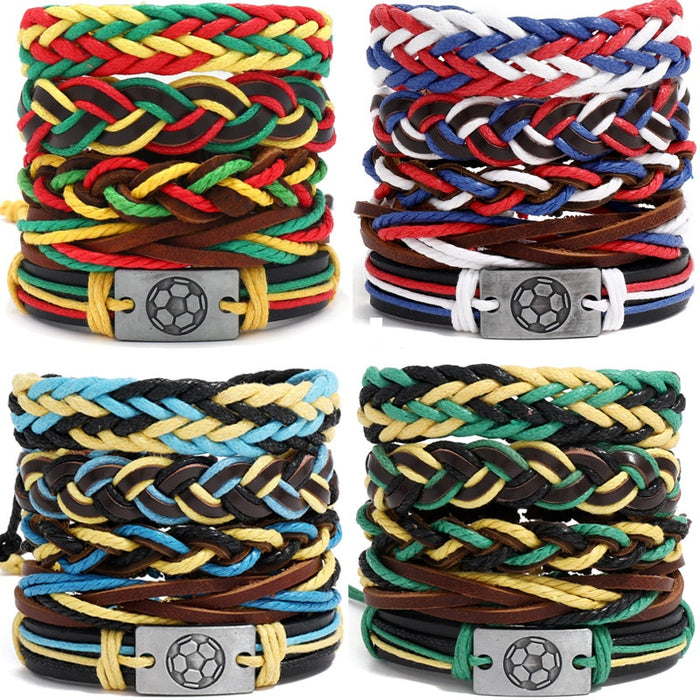 Simple Braided National Flag Bracelet, Multi Country Souvenir Fan Wristband For World Cup Events