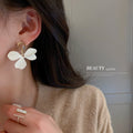 Korean Style Alloy Flower Asymmetric Hoop Earrings With Silver Needle Sweet Minimalist Jewelry view 4