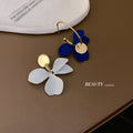 Korean Style Alloy Flower Asymmetric Hoop Earrings With Silver Needle Sweet Minimalist Jewelry view 3