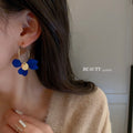 Korean Style Alloy Flower Asymmetric Hoop Earrings With Silver Needle Sweet Minimalist Jewelry view 2