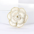 Elegant Alloy Enamel Pearl Camellia Brooch Pin For Womens Apparel view 2