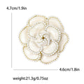 Elegant Alloy Enamel Pearl Camellia Brooch Pin For Womens Apparel view 6