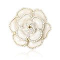 Elegant Alloy Enamel Pearl Camellia Brooch Pin For Womens Apparel view 5