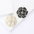 Elegant Alloy Enamel Pearl Camellia Brooch Pin For Womens Apparel view 1