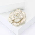 Elegant Alloy Enamel Pearl Camellia Brooch Pin For Womens Apparel view 3