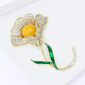 Gold Plated Copper Zircon Camellia Brooch For Elegant Floral Accessories view 4