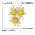Alloy Zircon Amber Five Petal Flower Brooch For Suits Dresses view 5