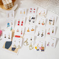 Sterling Silver Pin Asymmetric Cartoon Bear Origami Crane Bow Candy Cat Music Note Animal Stud Earrings view 1