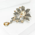 Glass Flower Brooch Pin With Rhinestone Pendant For Elegant Coats view 2
