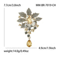 Glass Flower Brooch Pin With Rhinestone Pendant For Elegant Coats view 5