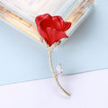Copper Zircon Red Rose Brooch For Romantic Coat Decoration view 1
