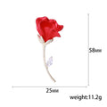 Copper Zircon Red Rose Brooch For Romantic Coat Decoration view 5