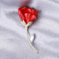 Copper Zircon Red Rose Brooch For Romantic Coat Decoration view 3