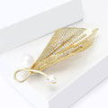 Alloy Zircon Calla Lily Brooch Pin With Hollow Leaf Design view 2