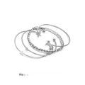 Korean Sweet Cute Moon Star Micro Pave Rhinestone Thin Bangle Bracelet Set 4 Pieces view 1