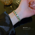 Korean Style Geometric Square Rhinestone Alloy Bangle For Elegant Fashion OL Jewelry view 3