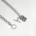 Korean Trendy Square Black White Checkerboard Hip Hop Choker Clavicle Chain Necklace view 4