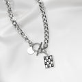 Korean Trendy Square Black White Checkerboard Hip Hop Choker Clavicle Chain Necklace view 1
