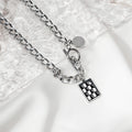 Korean Trendy Square Black White Checkerboard Hip Hop Choker Clavicle Chain Necklace view 2