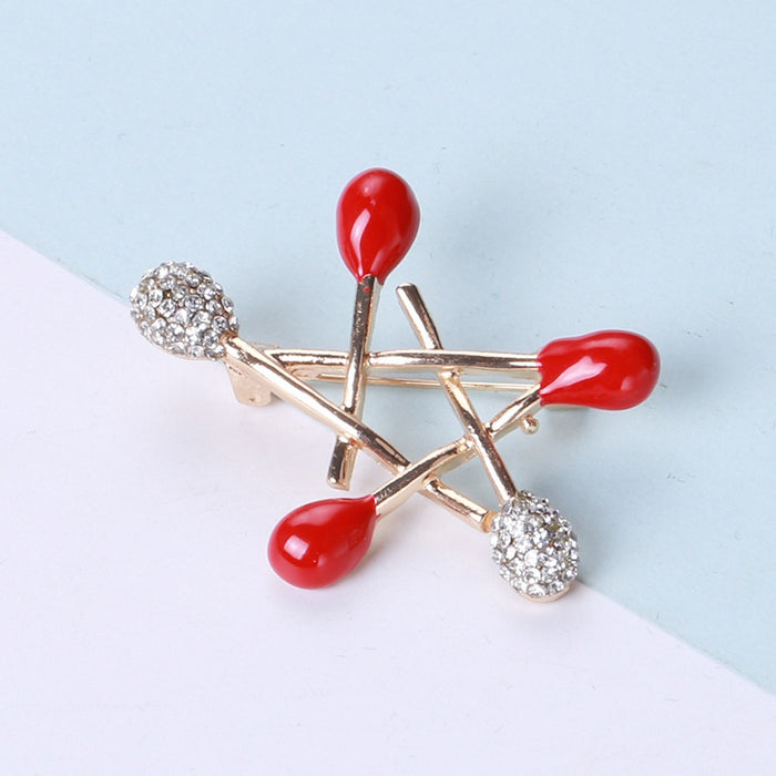 Alloy Rhinestone Match Star Brooch Pin For Suits And Sweaters