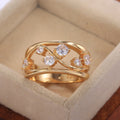 Gold Zircon Wave Geometric Line Women's Ring, Elegant Fashion Finger Jewelry view 2